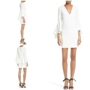 Milly Nicole Italian Cady V-neck Bell Sleeve White Shift Mini Dress​